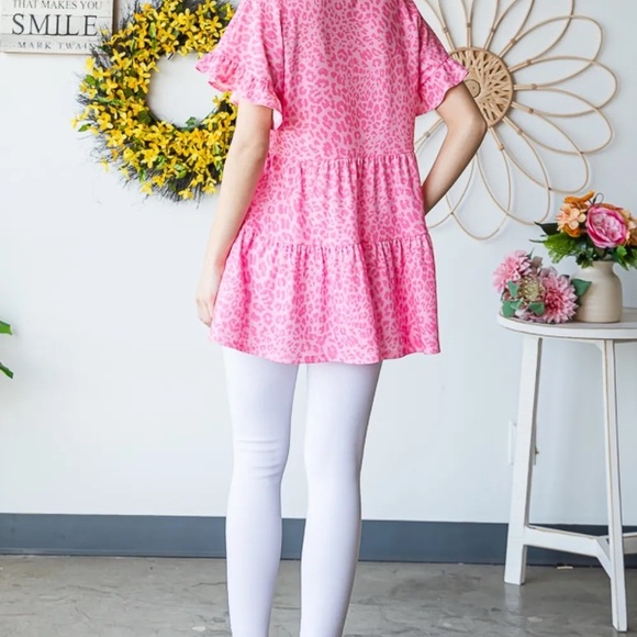 Heimish Full Size Leopard Ruffle Trim Short Sleeve Top - Picture 14 of 14